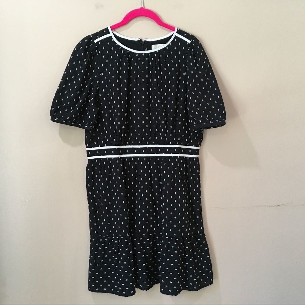 Loft Clip Flounce A Line Dress Black size 10P Parisian feminine cottage - Picture 6 of 7